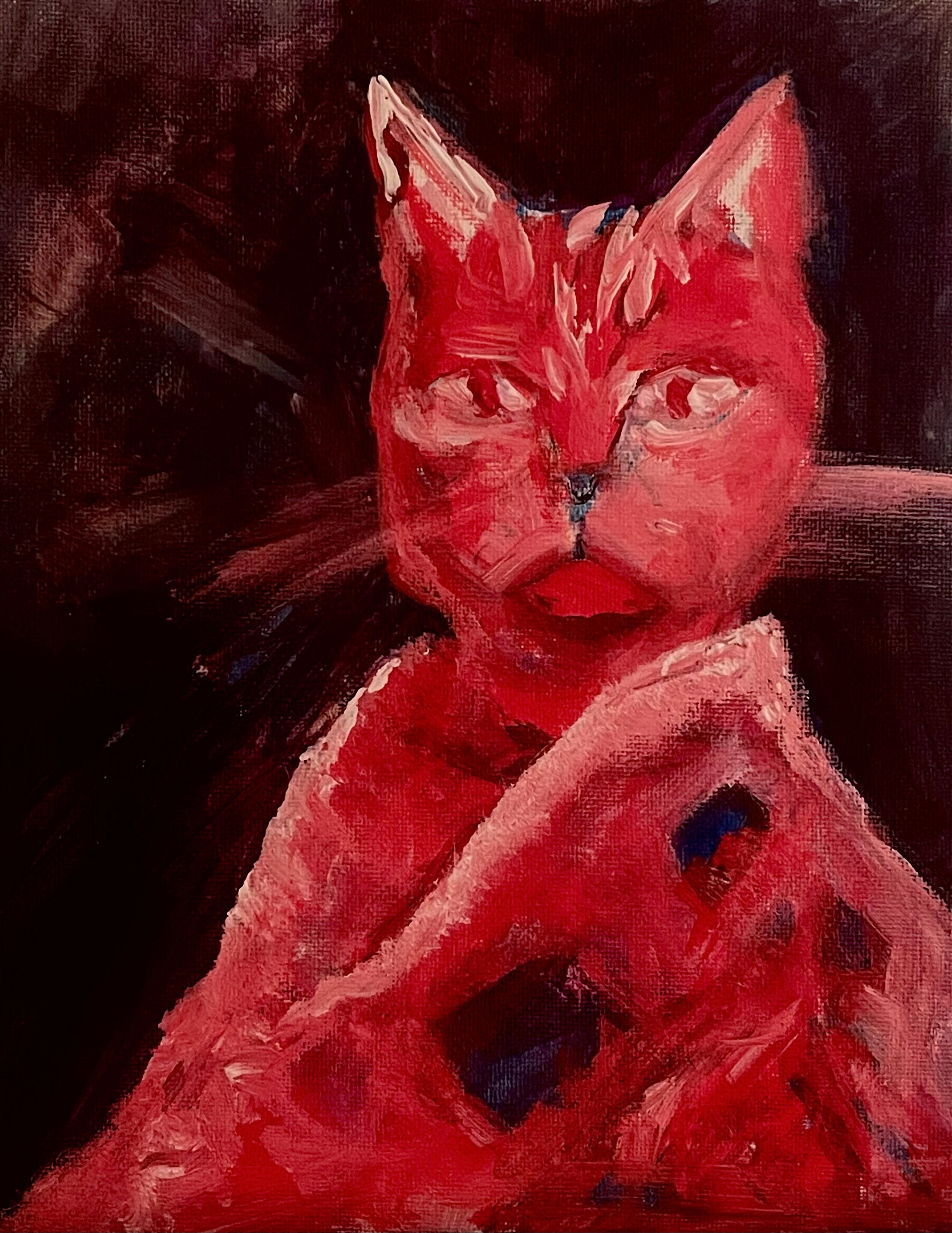 A Red Cat, 8"x10" acrylic on canvas, 2026