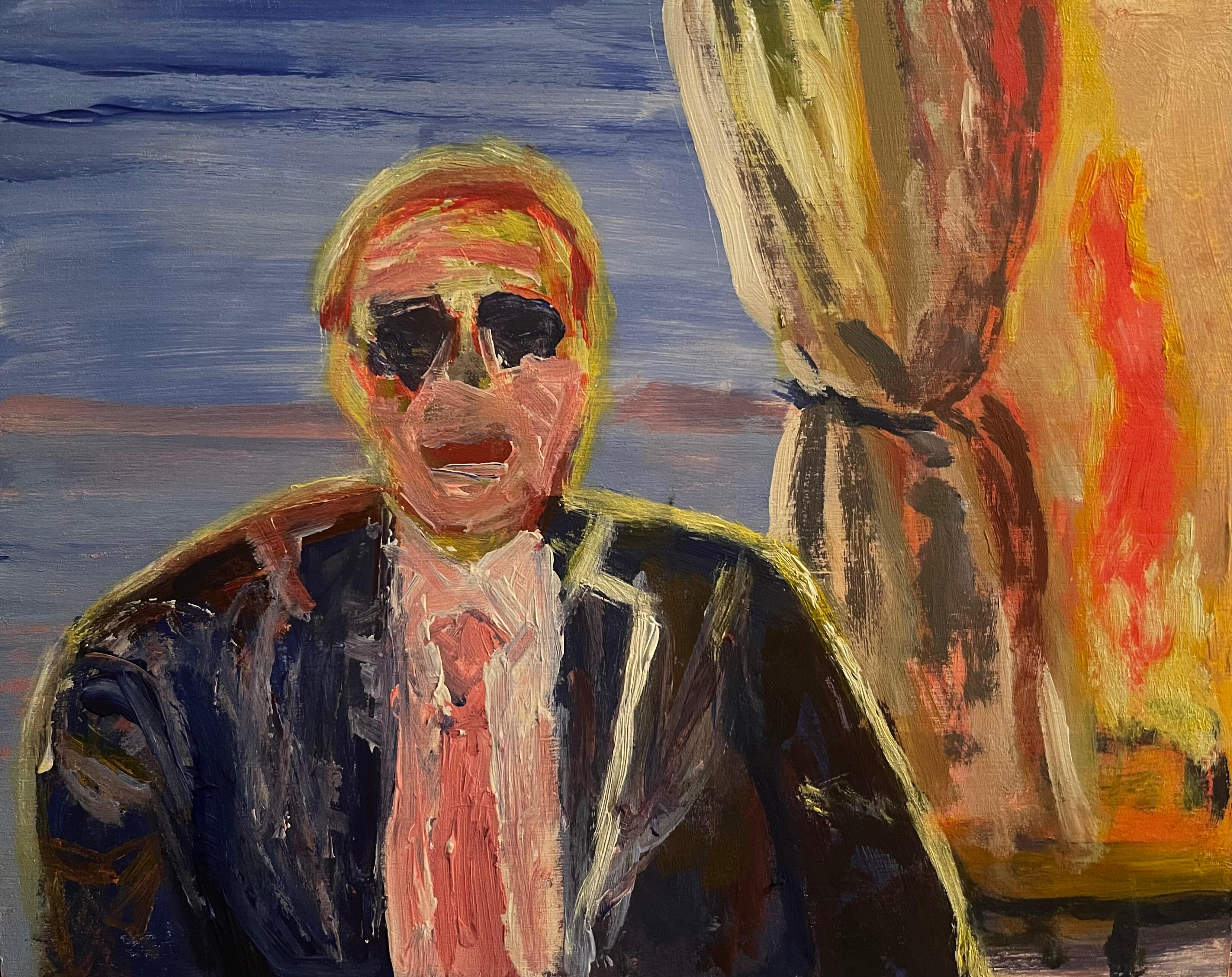 A Day at the Office, 8"x10" acrylic on wood, 2026.