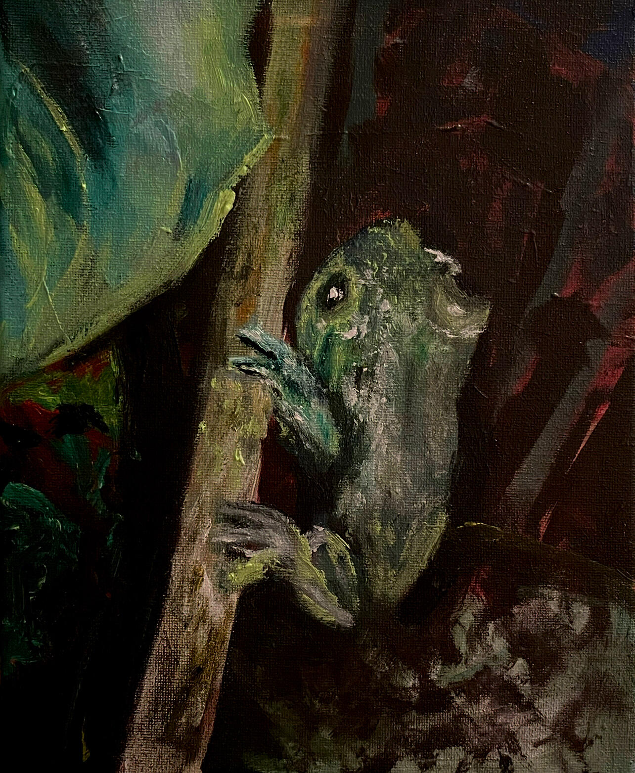 Treefrog in the Yard, acrylic on canvas, 2026