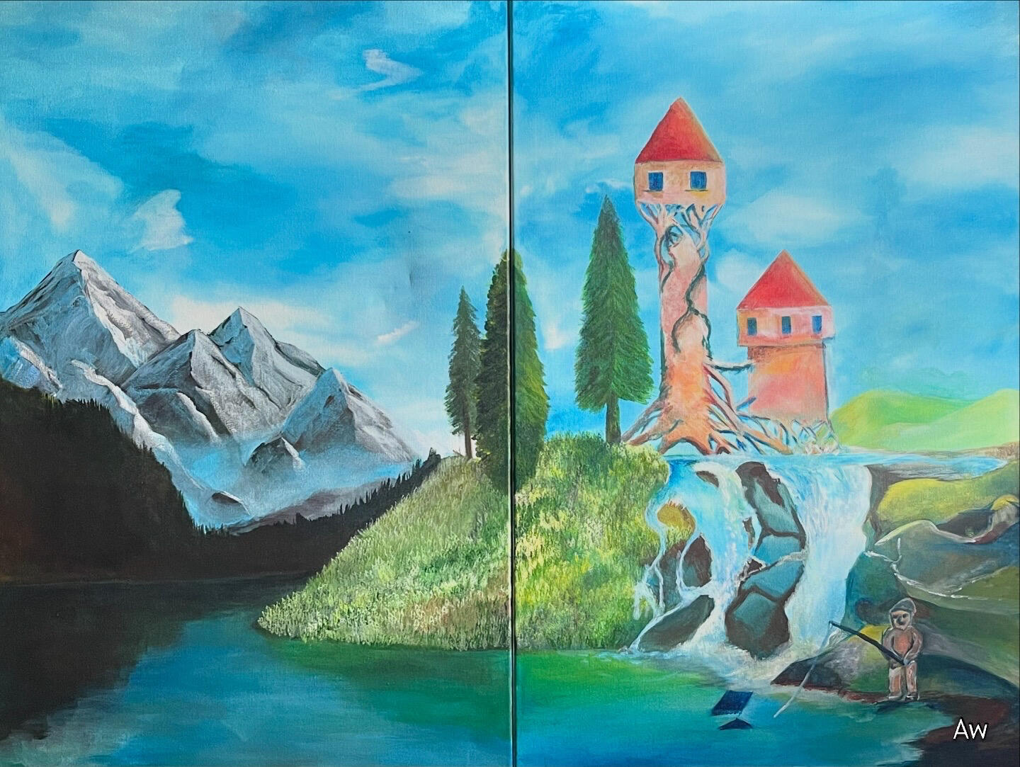 In-Progress Diptych, acrylic on canvas